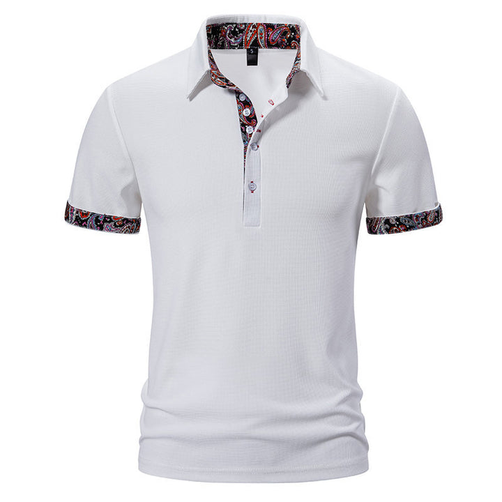 European Size Polo Shirt Men's Color Stitching Turnover Neck Short Sleeve